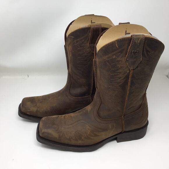 Ariat Mens Rambler Phoenix Western Boots Distressed Brown Size 10.5 Used